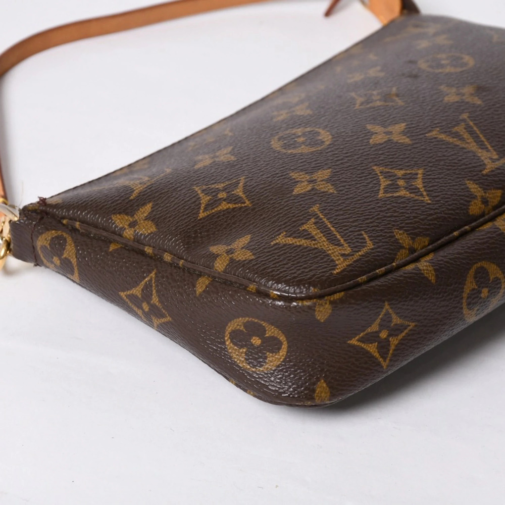 LOUIS VUITTON Pochette Accessoires Accessory Pouch Clutch Monogram Brown Leather - Picture 11 of 13